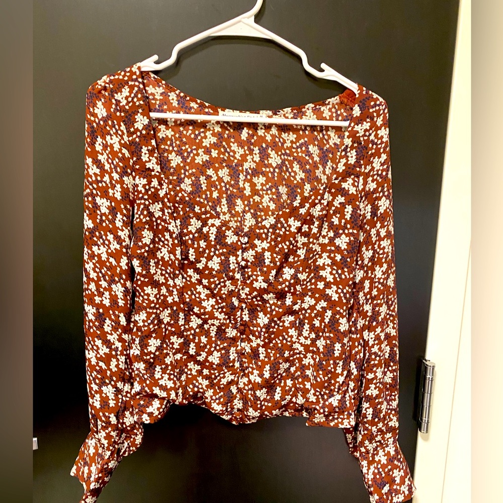 Abercrombie & Fitch Floral Blouse in Red and White